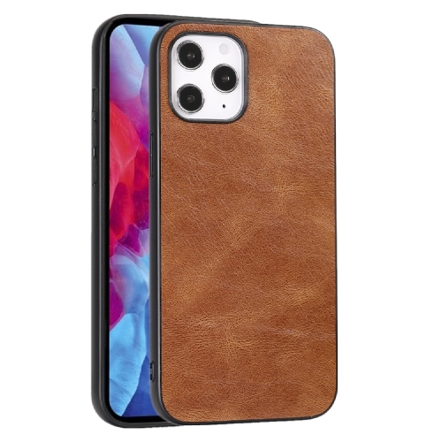 

For iPhone 12 Pro Max Crazy Horse Textured Calfskin PU+PC+TPU Case(Brown)