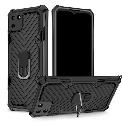 

For OPPO Realme C11 Cool Armor PC + TPU Shockproof Case with 360 Degree Rotation Ring Holder(Black)