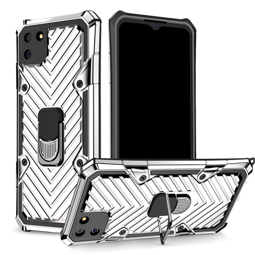 

For OPPO Realme C11 Cool Armor PC + TPU Shockproof Case with 360 Degree Rotation Ring Holder(Silver)