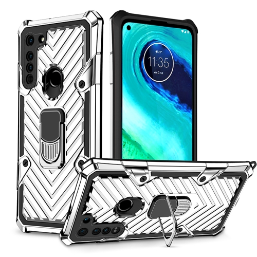 

For Motorola Moto G8 Cool Armor PC + TPU Shockproof Case with 360 Degree Rotation Ring Holder(Silver)