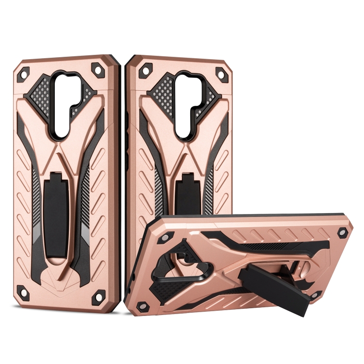 

Shockproof TPU + PC Protective Case with Holder For Xiaomi Redmi 9 (Rose Gold)