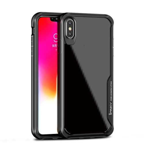

For iPhone XS Max iPAKY Shockproof PC Transparent Case(Black)