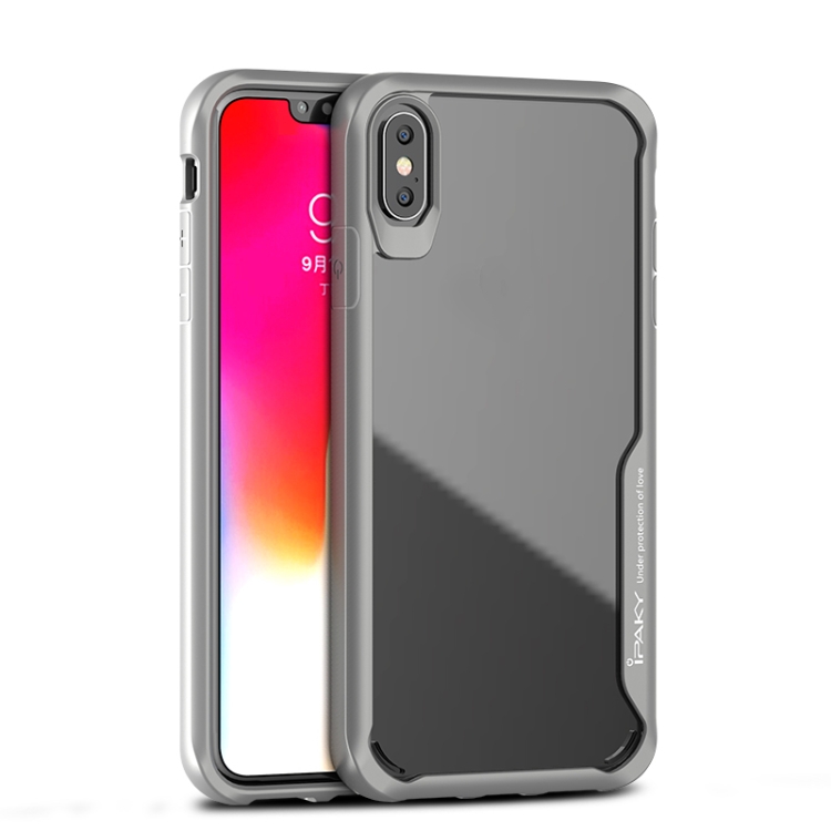 

For iPhone XS Max iPAKY Shockproof PC Transparent Case(Gray)