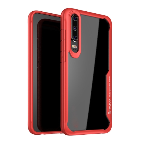 

For Huawei P30 iPAKY Shockproof PC Transparent Case(Red)
