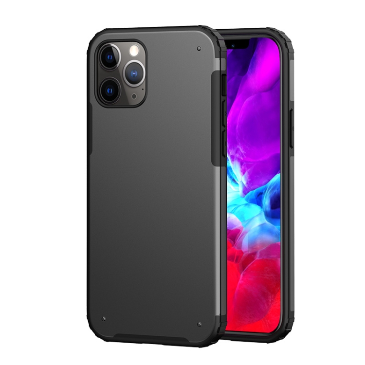 

For iPhone 12 / 12 Pro Solid Color Four-corner Shockproof TPU + PC Protective Case(Black)