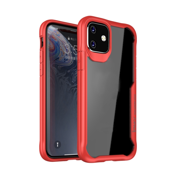 

For iPhone 11 iPAKY Shockproof PC Transparent Case(Red)