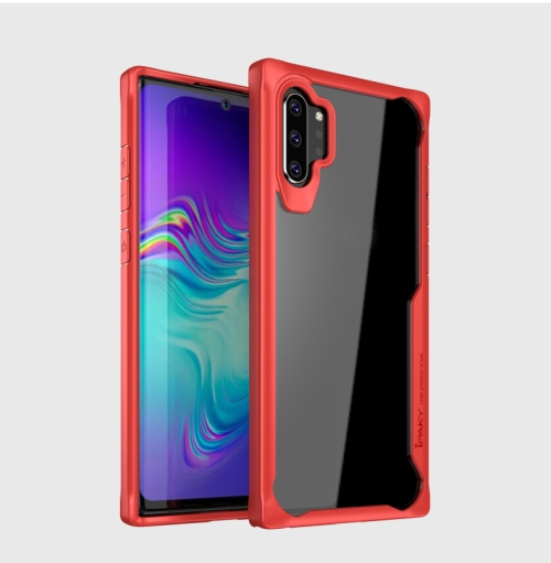 

For Samsung Galaxy Note10 iPAKY Shockproof PC Transparent Case(Red)