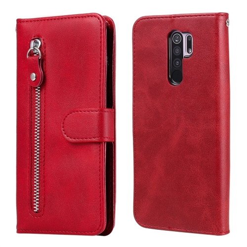 

For Xiaomi Redmi 9 Fashion Calf Texture Zipper Horizontal Flip Leather Case with Holder & Card Slots & Wallet Function(Red)