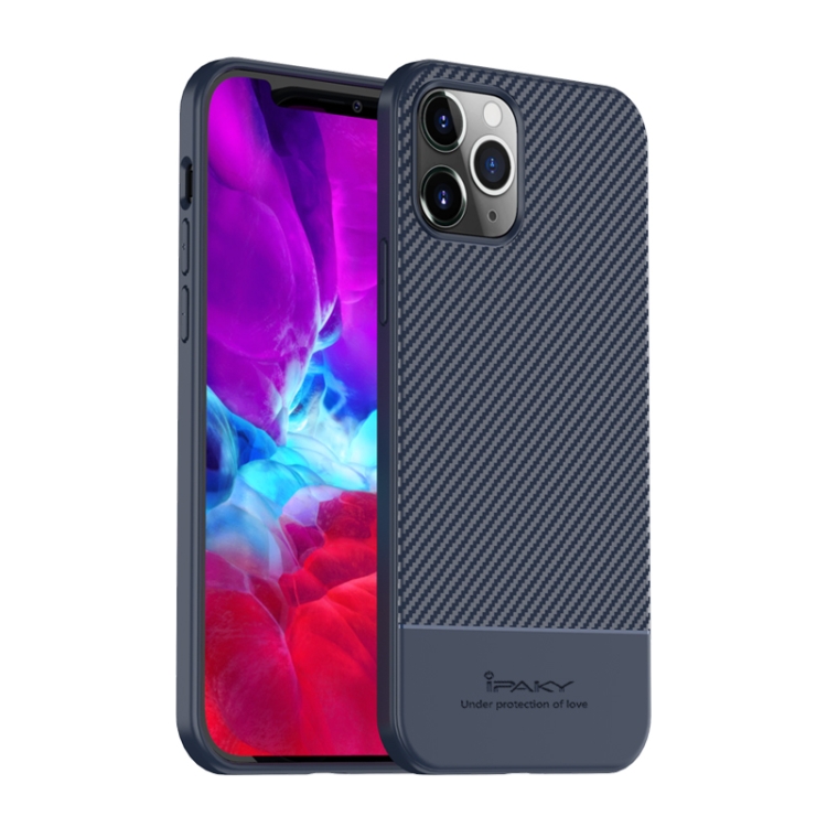 

For iPhone 12 mini iPAKY Carbon Fiber Texture Soft TPU Case(Blue)