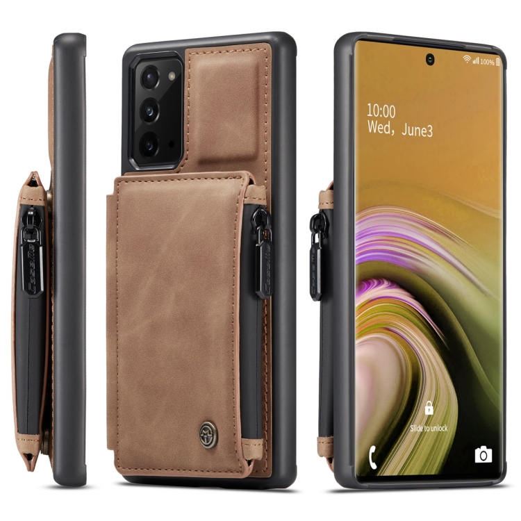 

For Samsung Galaxy Note20 CaseMe Multifunctional PC + TPU Protective Case, with Card Slot & Holder & Wallet(Brown)