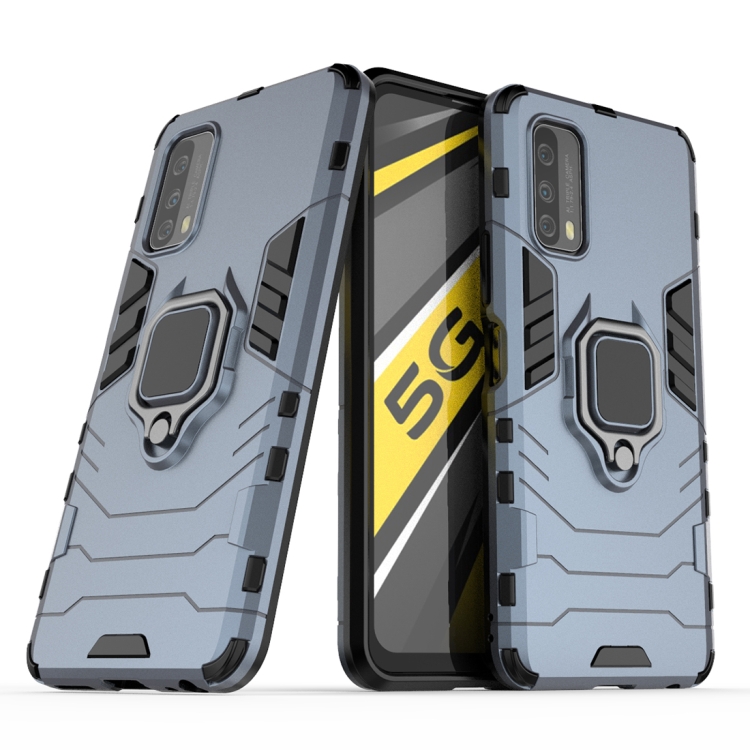 

For Vivo iQOO Z1x Shockproof PC + TPU Protective Case with Magnetic Ring Holder(Navy Blue)