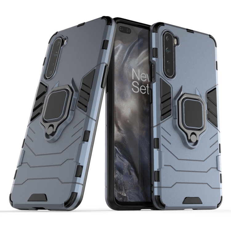

For OnePlus Nord Shockproof PC + TPU Protective Case with Magnetic Ring Holder(Navy Blue)