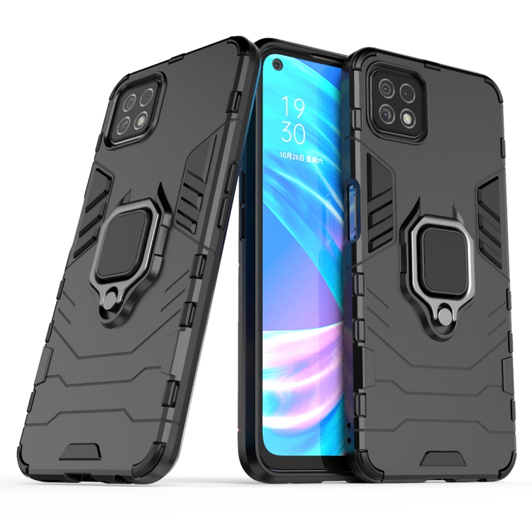 

For OPPO A72 5G Shockproof PC + TPU Protective Case with Magnetic Ring Holder(Black)