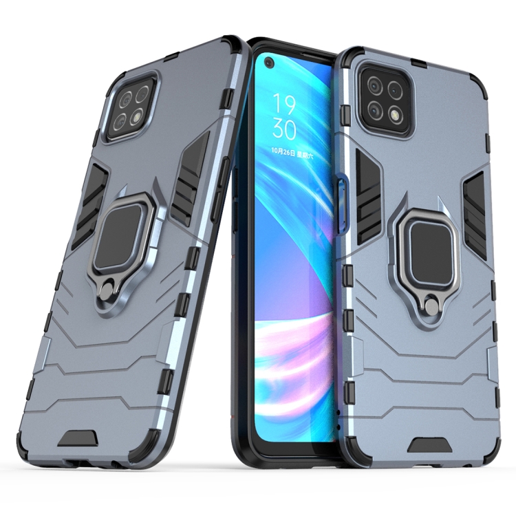 

For OPPO A72 5G Shockproof PC + TPU Protective Case with Magnetic Ring Holder(Navy Blue)