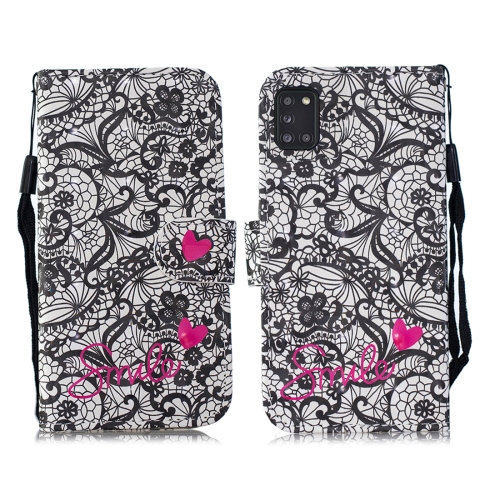 

For Samsung Galaxy A31 3D Painting Pattern Coloured Drawing Horizontal Flip PU Leather Case with Holder & Card Slots & Wallet & Lanyard(Lace Flower)