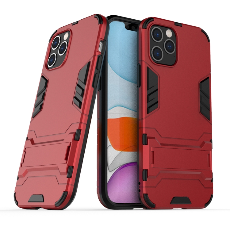 

For iPhone 12 / 12 Pro PC + TPU Shockproof Protective Case with Invisible Holder(Red)