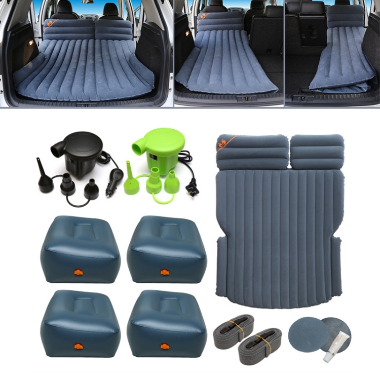 

04-A4-6 Flocking Car / Household + 4 Step Stool 6-port 6/4 Ratio Multifunctional Travel Inflatable Mattress Air Bed Camping Back Seat Couch