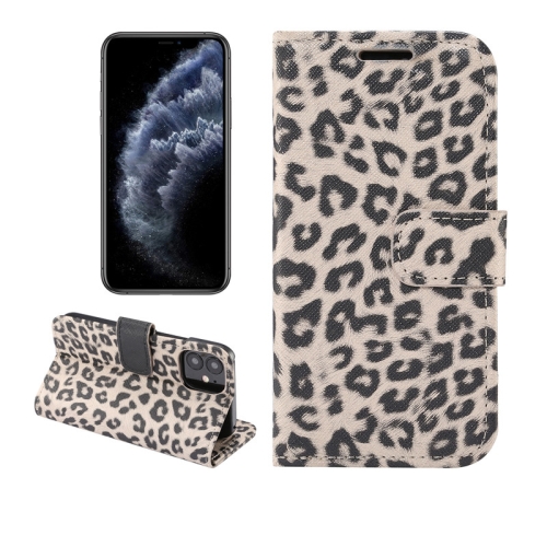 

For iPhone 12 mini Leopard Print Pattern Horizontal Flip Leather Case with Card Slot and Holder(Gray)