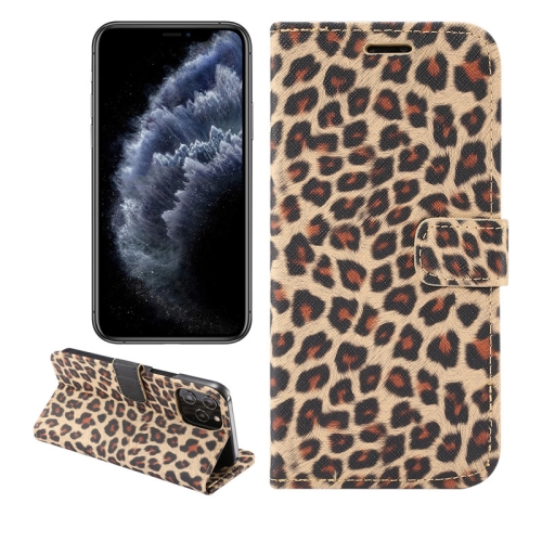 

For iPhone 12 Pro Max Leopard Print Pattern Horizontal Flip Leather Case with Card Slot and Holder(Brown)