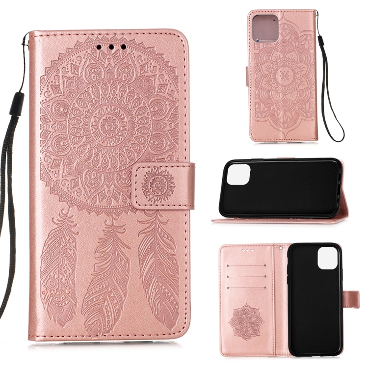 

For iPhone 12 Pro Max Dream Catcher Printing Horizontal Flip Leather Case with Holder & Card Slots & Wallet & Lanyard(Rose Gold)