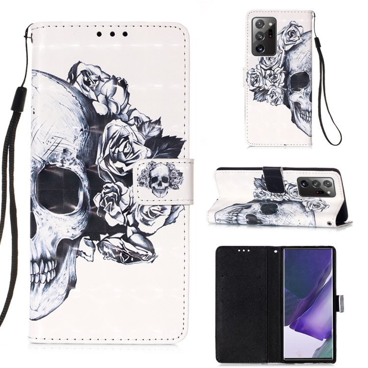 

For Samsung Galaxy Note20 Ultra 3D Painting Horizontal Flip Leather Case with Holder & Card Slot & Wallet & Lanyard(Skull)