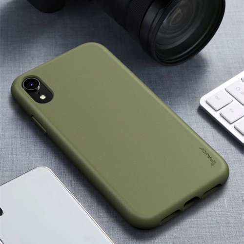 

For iPhone XR iPAKY Starry Series Shockproof Straw Material + TPU Protective Case(Army Green)