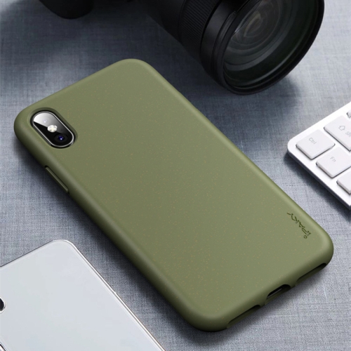 

For iPhone XS / X iPAKY Starry Series Shockproof Straw Material + TPU Protective Case(Army Green)