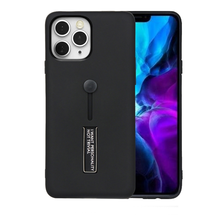 

For iPhone 12 mini Oil Feel Shockproof TPU + PC Protective Case with Holder(Black)