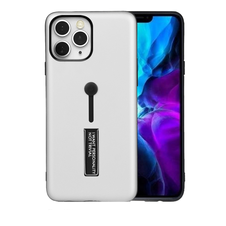 

For iPhone 12 / 12 Pro Oil Feel Shockproof TPU + PC Protective Case with Holder(Silver)