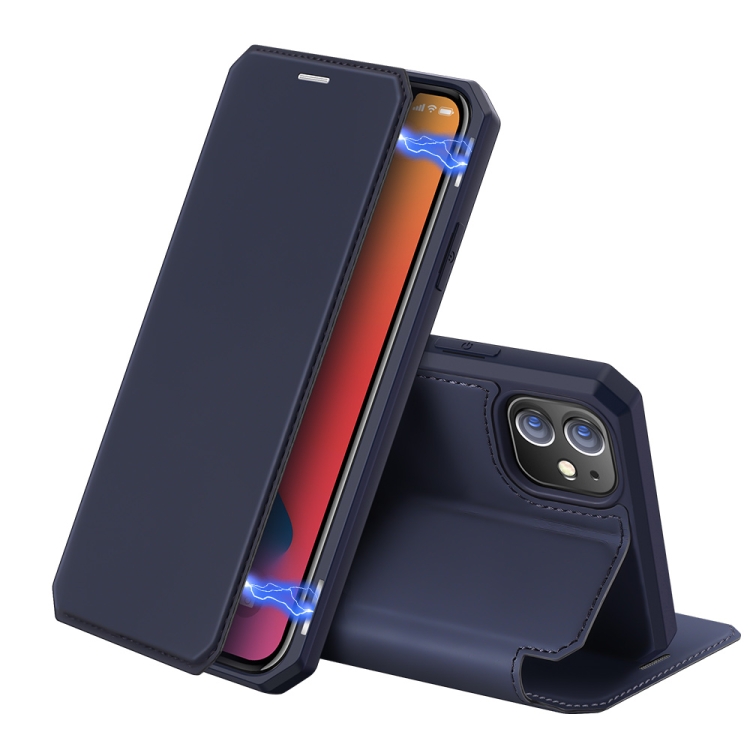 

For iPhone 12 / 12 Pro DUX DUCIS Skin X Series PU + TPU Horizontal Flip Leather Case with Holder & Card Slots(Blue)