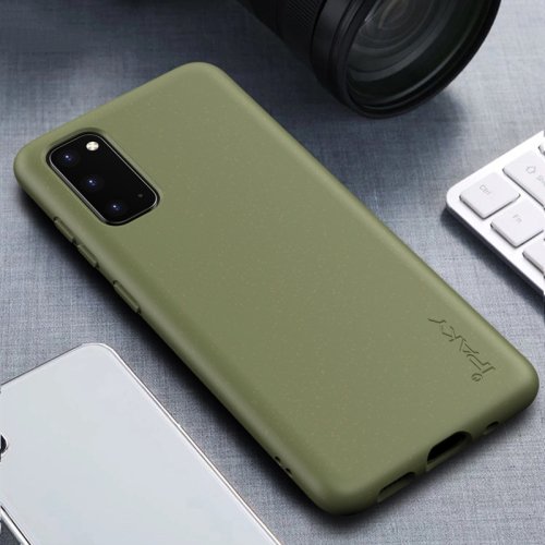 

For Samsung Galaxy S20+ iPAKY Starry Series Shockproof Straw Material + TPU Protective Case(Army Green)