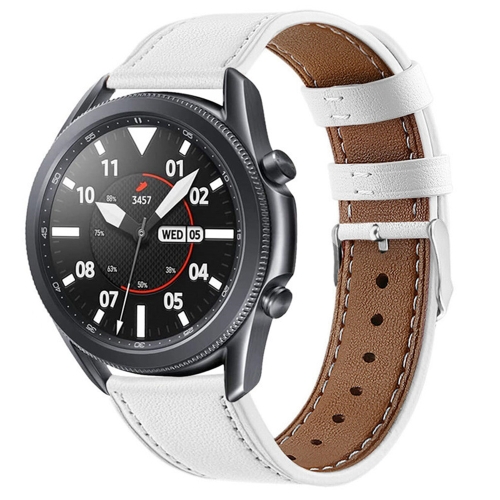 

For Galaxy Watch 3 41mm Leather Replacement Strap Watchband(White)