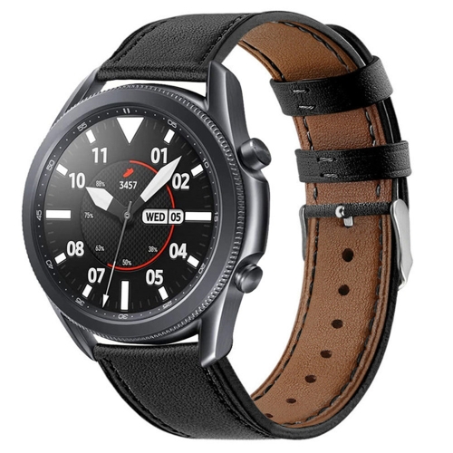 

For Galaxy Watch 3 41mm Leather Replacement Strap Watchband(Black)