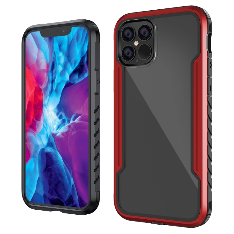 

For iPhone 12 mini Armor Metal Clear PC + TPU Shockproof Case(Black Red)