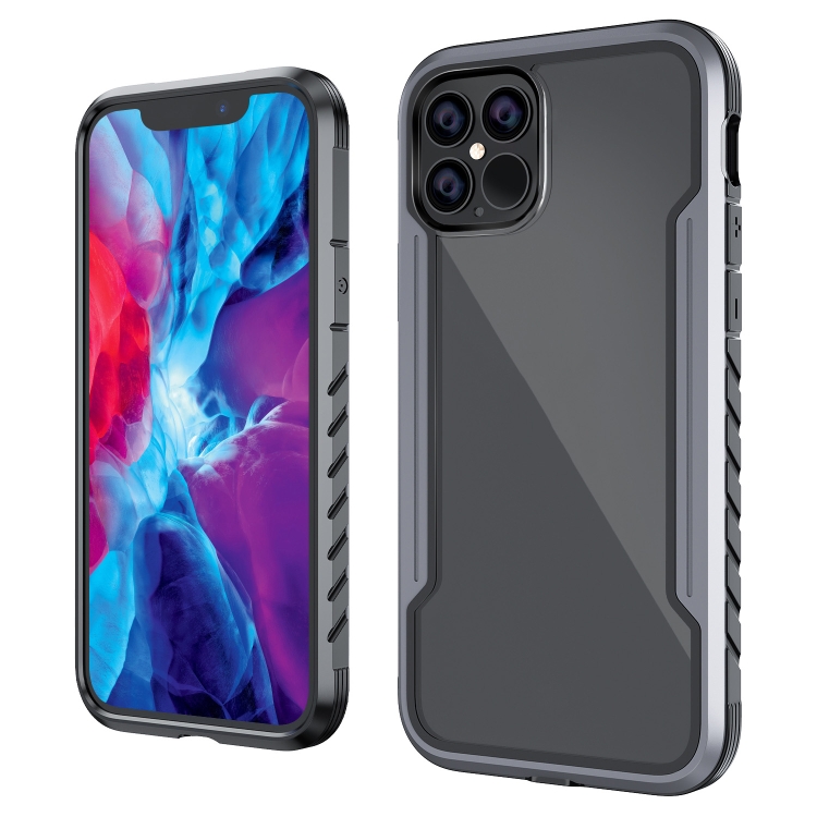 

For iPhone 12 Pro Max Armor Metal Clear PC + TPU Shockproof Case(Black Grey)