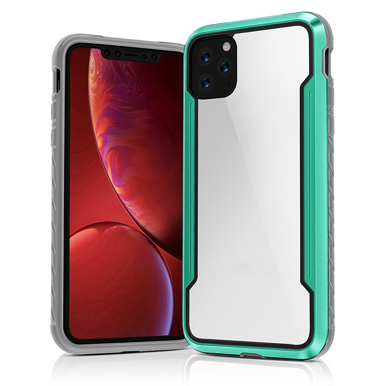 

For iPhone 11 Pro Blade Metal Clear PC + TPU Shocproof Protective Case(Green)