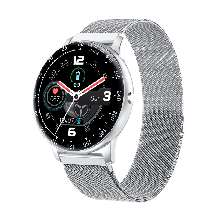 

OVSEN H30 1.28 inch Round Color Screen Smart Watch, IP68 Waterproof, Support Sleep Monitoring/Two-way Anti-lost Etc, Silicone Strap Milanese Magnetic Steel Belt(Silver)