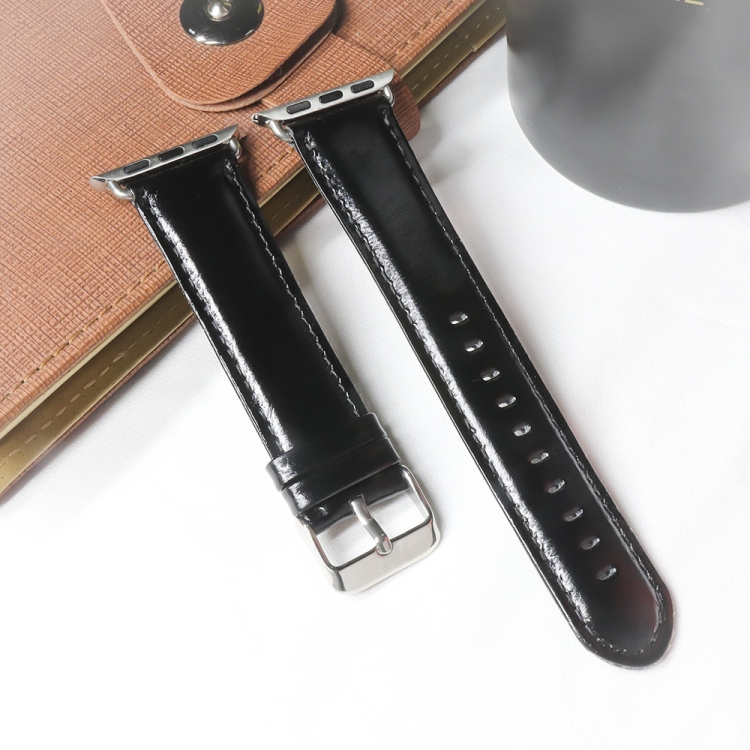 

For Apple Watch 5 & 4 44mm / 3 & 2 & 1 42mm Round Tail Retro Crazy Horse Texture Genuine Leather Replacement Strap Watchband(Black)
