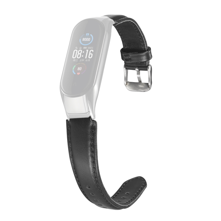 

For Xiaomi Mi Band 5 Leather Strap, Color:Black