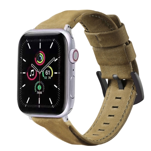 

For Apple Watch 5 & 4 44mm / 3 & 2 & 1 42mm Genuine Leather Replacement Strap Watchband(Army Green)