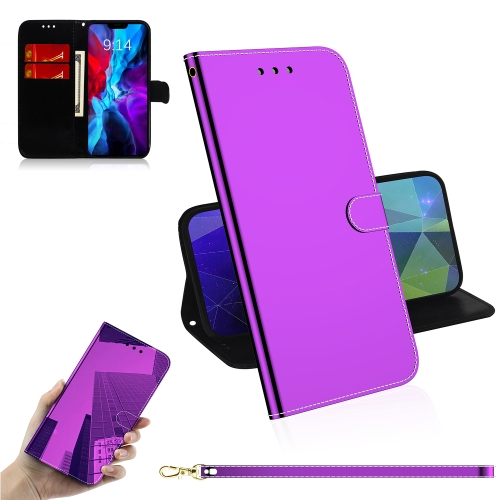 

For iPhone 12 mini Imitated Mirror Surface Horizontal Flip Leather Case with Holder & Card Slots & Wallet & Lanyard(Purple)