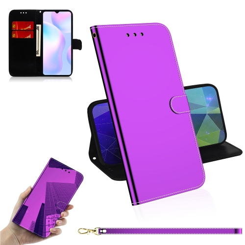 

For Xiaomi Redmi 9A Imitated Mirror Surface Horizontal Flip Leather Case with Holder & Card Slots & Wallet & Lanyard(Purple)