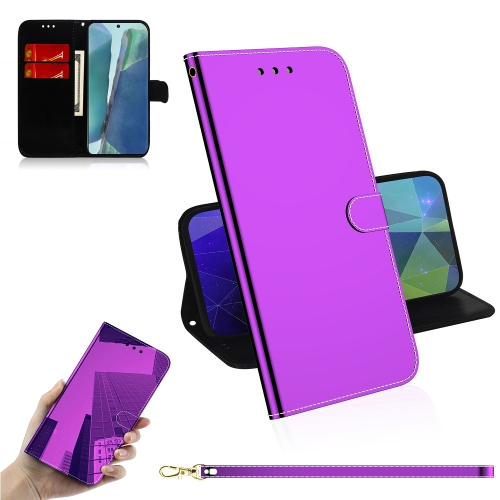 

For Samsung Galaxy Note20 Imitated Mirror Surface Horizontal Flip Leather Case with Holder & Card Slots & Wallet & Lanyard(Purple)