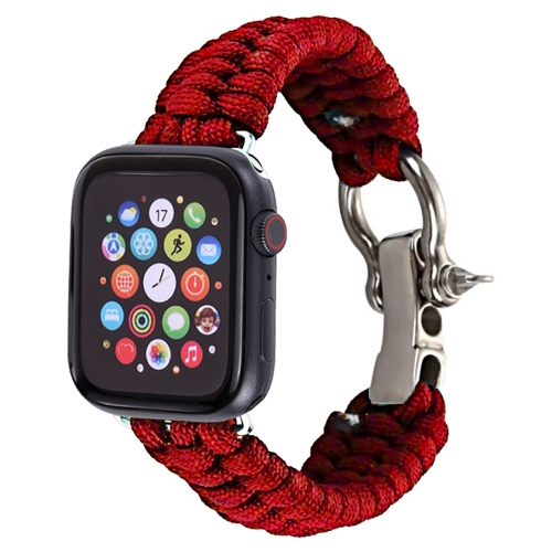 

For Apple Watch Series 7 45mm / 6 & SE & 5 & 4 44mm / 3 & 2 & 1 42mm Umbrella Cord Nylon Braided Strap(Red)