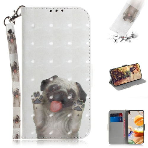 

For LG K61 3D Colored Drawing Horizontal Flip Leather Case with Holder & Card Slots & Wallet & Lanyard(Pug)