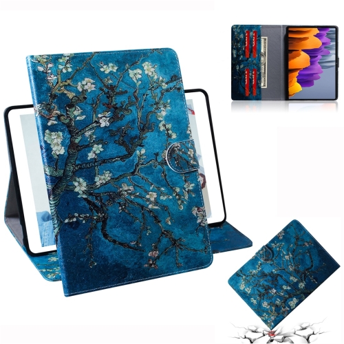 

For Samsung Galaxy Tab S7 T870 (2020) 3D Colored Drawing Horizontal Flip Leather Case with Holder & Card Slot & Wallet(Apricot Flower)