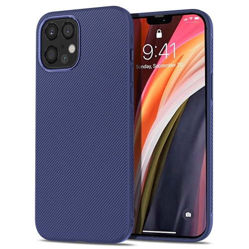 

For iPhone 12 Pro Max lenuo Leshen Series Stripe Texture TPU Case(Dark Blue)