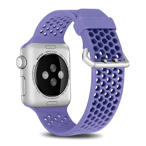 

For Apple Watch Series 6 & SE & 5 & 4 44mm / 3 & 2 & 1 42mm Two-tone Honeycomb Breathable Silicone Sports Strap(Purple)