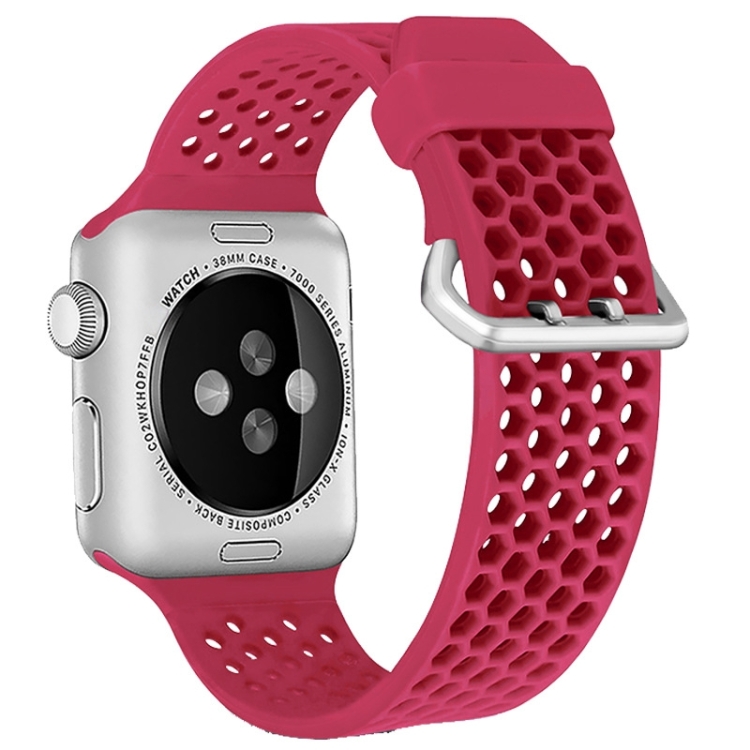 

For Apple Watch Series 6 & SE & 5 & 4 40mm / 3 & 2 & 1 38mm Two-tone Honeycomb Breathable Silicone Sports Strap(Red)