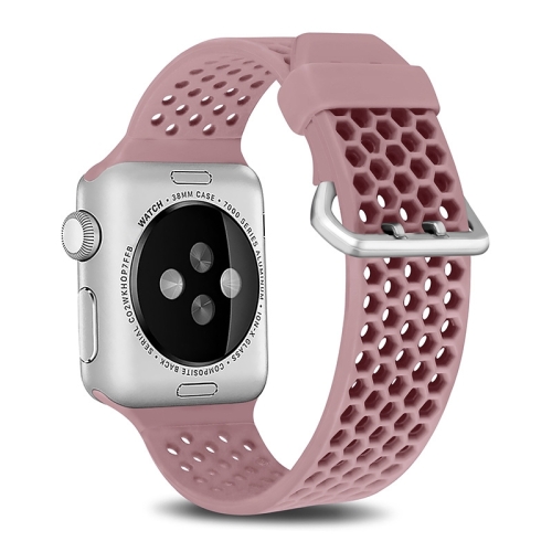 

For Apple Watch Series 6 & SE & 5 & 4 40mm / 3 & 2 & 1 38mm Two-tone Honeycomb Breathable Silicone Sports Strap(Light Pink)